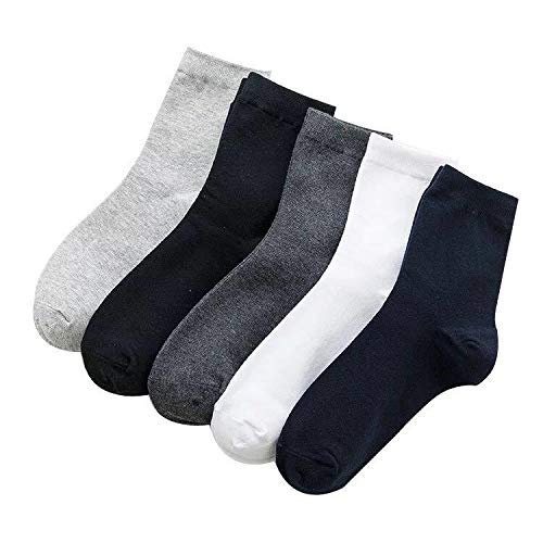 5 Pairs Mens Fashion Dress Cotton Socks Anti Deodorant Large Size Crew Socks Casual Standard Men Business Black Socks Set 45-48 (Color : Multi, Size : S/M (42 44))