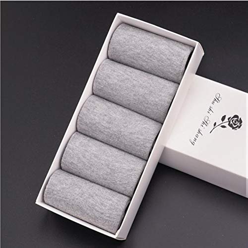 5 Pairs Mens Fashion Dress Cotton Socks Anti Deodorant Large Size Crew Socks Casual Standard Men Business Black Socks Set 45-48 (Color : Gray, Size : M/L (46 48))