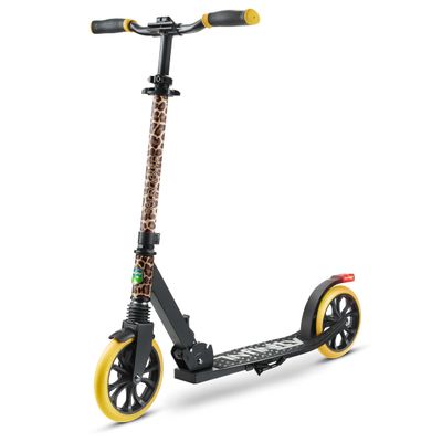 SereneLife Kick Scooter Adult Teenagers Kids- 2 Wheel Kids Scooter with Adjustable T-Bar Handlebar - Alloy Anti-Slip Deck - Portable Folding Scooters for Kids with Carrying Strap - Leopard