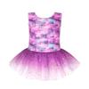 EQSJIU Gymnastics dress for kids skirted leotards purple clouds galaxy fancy tulle skirts size 9-10 years old colorful stars view 1