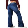 Andongnywell Women's Stretchy Skinny Bell Bottom Denim Pant Ripped Flare Jeans Western Mid Rise Boot Cut Jean Trousers (Blue,Large) view 2