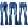 Andongnywell Women's Stretchy Skinny Bell Bottom Denim Pant Ripped Flare Jeans Western Mid Rise Boot Cut Jean Trousers (Blue,Large) view 3