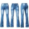 Andongnywell Women's Stretchy Skinny Bell Bottom Denim Pant Ripped Flare Jeans Western Mid Rise Boot Cut Jean Trousers (Blue,Large) view 4