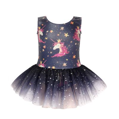EQSJIU Ballet tutu leotards for girls gymnastics 2t 3t crown unicorn toddlers dark blue gradient tulle skirts gradient colors sparkle