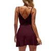 CASURESS Women Dress Summer V Neck Mini Floral Print Swing Dress Sleeveless Spaghetti Strap Skater Dresses with Belt (X-Large, Wine Red) view 2