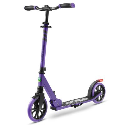 Folding Kick Scooter for Adults and Kids Boys and Girls Freestyle Scooter with Big Wheels, 1-Kick Open Mechanism, Anti-Slip Rubber Deck and LED Light Folding Grips Handlebar Adjusts to 3 Heights
