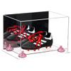 Better Display Cases Acrylic Kids Shoes Display Case - Medium Rectangle Box with Mirror Case, Pink Risers and Clear Base 12" x 8.25" x 8" (A004, V41) view 1