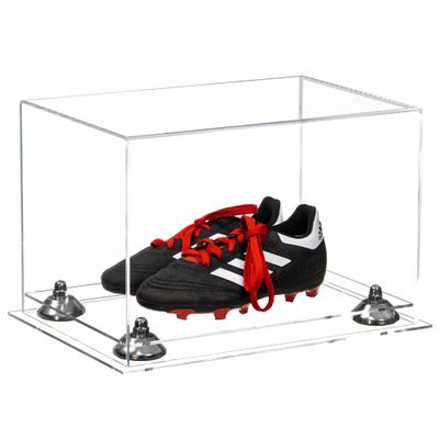 Better Display Cases Acrylic Kids Shoes Display Case - Medium Rectangle Box with Clear Case, Silver Risers and Clear Base 12" x 8.25" x 8" (A004, V41)