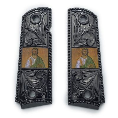 1911 Metal Grips Full Size Government/Commander Ambi Safety Cut - Screws Included - St Juda 1911 Pistol Grips Black Finish