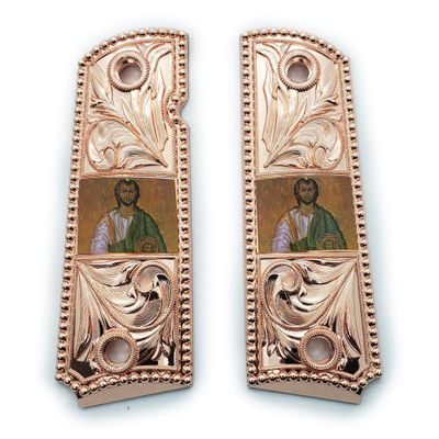 1911 Metal Grips Full Size Government/Commander Ambi Safety Cut - Screws Included - St Juda 1911 Pistol Grips Rose Gold Plated