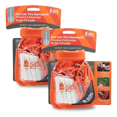 S.O.L. Survive Outdoors Longer Survival Fire Lite Kit & Dry Bag - (Pack of 2)