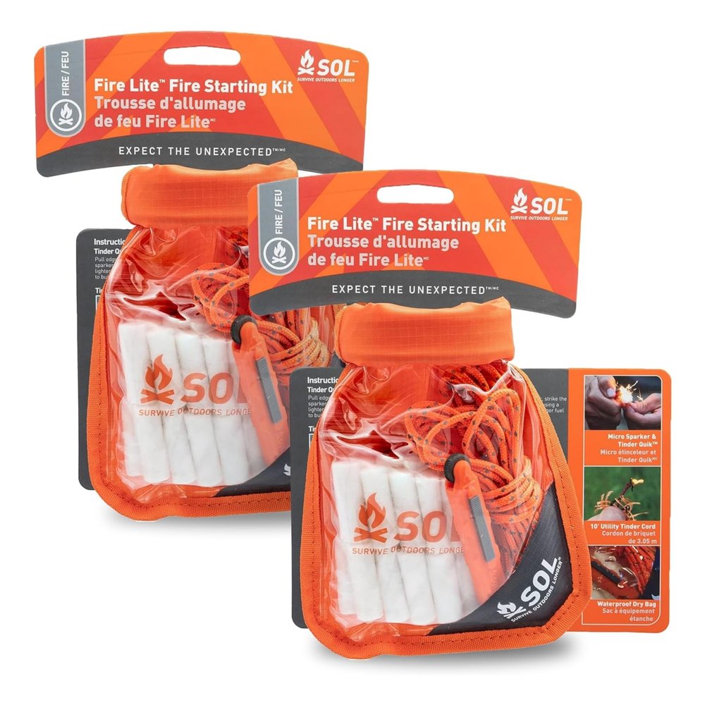 S.O.L. Survive Outdoors Longer Survival Fire Lite Kit & Dry Bag - (Pack of 2)