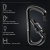 FresKaro Carabiner Clip, Locking and Small Carabiners, Heavy Duty Carbineers, Key and Keychain Clips, Black Karabiner 3inch, Screw Lock Caribiniers, Aluminum, with 3PCS Eyelet Ring, 3 Pack view 3