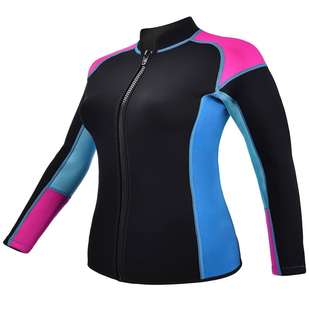 REALON Wetsuits Top Jacket Women Men 2mm Neoprene Long Sleeve Shirt 3mm Front Zipper Vest Wet Suit Keep Warm for Adult Youth Kids Diving Surf Swim Water Sports