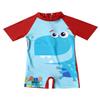 Hansber Kids Boys One Piece Rash Shirts DinosaurShark Cartoon Print Swimsuit Zipper Shorts Swimwear Red 6 view 3