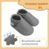 Mejale Baby Newborn Soft Sole Leather Shoes Infant Toddler Crawling Slippers Boys Girls Walking Moccasins(0-6 Months, Light Grey, S) view 2