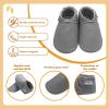 Mejale Baby Newborn Soft Sole Leather Shoes Infant Toddler Crawling Slippers Boys Girls Walking Moccasins(0-6 Months, Light Grey, S) view 4