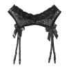 Alvivi Mens Shiny Satin Bowknot Suspender Garter Belt Sissy Sheer Lace Hold-up Stockings Panty Black One Size view 3