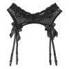 Alvivi Mens Shiny Satin Bowknot Suspender Garter Belt Sissy Sheer Lace Hold-up Stockings Panty Black One Size view 4