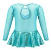 easyforever Girls See-Through Long Sleeve Keyhole Back Ruffle Dance Leotards Jumpsuit Latin Ballet Dancewear Lake Green 12 view 2