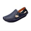 Asifn Mens Leather Driving Loafer Lightweight Slip-on Breathable Walking Boat Shoes Flat Slippers Outdoor Moccasin 11-11.5 Blue view 1