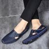 Asifn Mens Leather Driving Loafer Lightweight Slip-on Breathable Walking Boat Shoes Flat Slippers Outdoor Moccasin 11-11.5 Blue view 2