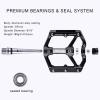 CXWXC Road/MTB Bike Pedals - Aluminum Alloy Bicycle Pedals - Mountain Bike Pedal with Removable Anti-Skid Nails (Black-Gray) view 4
