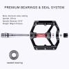 CXWXC Road/MTB Bike Pedals - Aluminum Alloy Bicycle Pedals - Mountain Bike Pedal with Removable Anti-Skid Nails (A: Black-Red) view 4