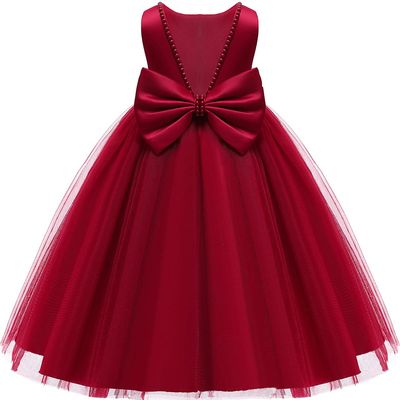 Baby Girl Red Dress,Party Christmas Earster Wedding Flower Sleeveless Floor Length Tutu Tulle Dance Birthday Gown 2t