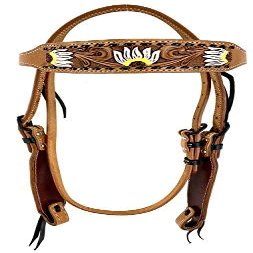 Showman Argentina Cow Leather Browband Headstall w/Sunflowers