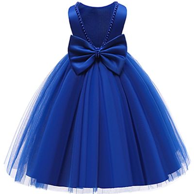 Toddler Girl Birthday Dress Blue, Flower Party Wedding Christmas Earster Sleeveless Floor Length Tutu Tulle Dance Gown 4 Year Old
