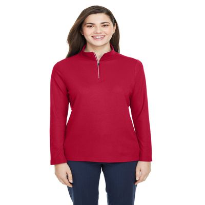 Core 365 Ladies' Fusion ChromaSoft Pique Quarter-Zip L Classic RED