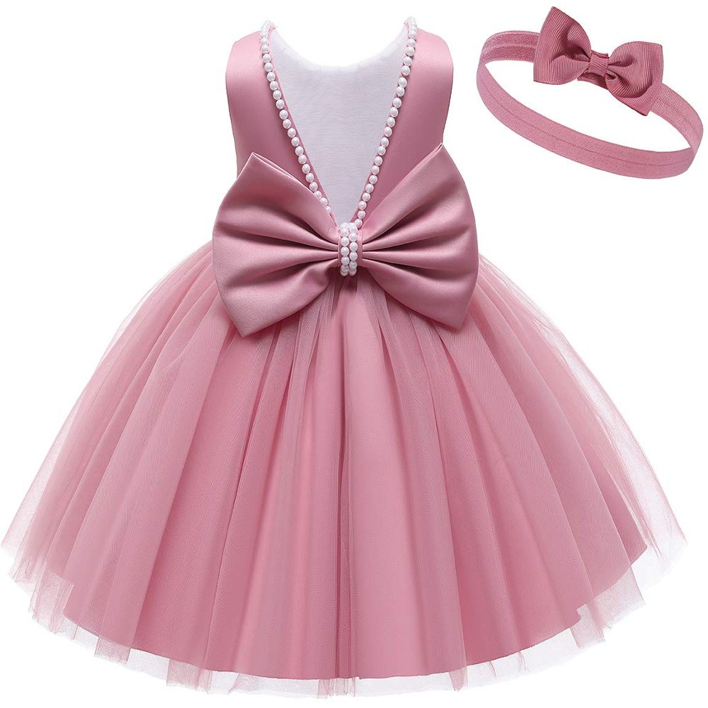 Toddler Flower Girl Wedding Party Dress, Birthday Earster Sleeveless Floor Length Tutu Tulle Dance Gown 6 7 Year Old