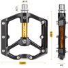 CXWXC Road/MTB Bike Pedals - Aluminum Alloy Bicycle Pedals - Mountain Bike Pedal with Removable Anti-Skid Nails (Black-Orange) view 2