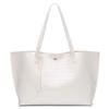 Dreubea Women's Soft Faux Leather Tote Shoulder Bag from, Big Capacity Tassel Handbag White-cro view 1