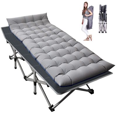 LILYPELLE Folding Camping Cot, Extra Wide Heavy Duty Sleeping Cots with Carry Bag, Double Layer Oxford Portable Travel Camp Cots for Home, Office Nap and Outdoor Beach