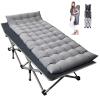 LILYPELLE Folding Camping Cot, Extra Wide Heavy Duty Sleeping Cots with Carry Bag, Double Layer Oxford Portable Travel Camp Cots for Home, Office Nap and Outdoor Beach view 1