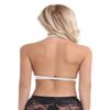 JEATHA Women's Sheer Mesh Criss Cross Bustier Crop Tops Sleeveless Mock Neck T-Shirts Blouse Vest White Type A Medium view 4