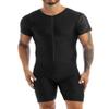 Loodgao Men's One Piece Tank Leotard Biketard Short Sleeve Stretch Wrestling Singlet Bodysuit Gym Jumpsuit Underwear Zipper Black Large view 1