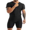 Loodgao Men's One Piece Tank Leotard Biketard Short Sleeve Stretch Wrestling Singlet Bodysuit Gym Jumpsuit Underwear Zipper Black Large view 2