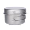 Boundless Voyage Titanium 2-Piece Pot and Pan Set 1000ml+500ml Folding Handle for Outdoor Camping Cooking Hiking Backpacking Portable Tableware Cookware view 1