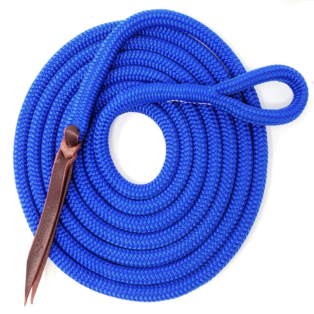 Knotty Girlz Double Braid Lead Rope with Eye Splice Loop, 12-14FT Lengths (Ultra Marine, 12 ft.)