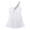 Agoky Big Girls Sequin Camisole Open Back Chiffon Tulle Leotard Dance Dress Lyrical Ballet Dance Ice Skating Costume White 6 view 3