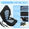 Kayak Seat Deluxe Padded Fishing Boat Seat Deluxe Sit-On-Top Canoe Seat Cushioned - Comfortable Backrest Support Universal Sit with Adjustable Back Strap Detachable Storage Bag view 3