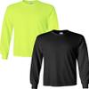 Gildan Men's Heavy Cotton Long Sleeve T-Shirt, Style 5400, (2 Pack) Large Safety Green-Black view 1