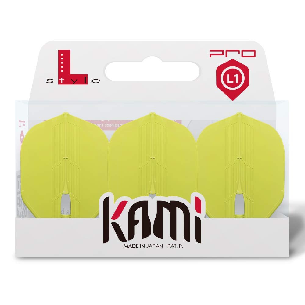 LSTYLE L1 Standard Dart Flights PRO KAMI Neon Yellow 1 Set (3 Flights) Pre-Molded