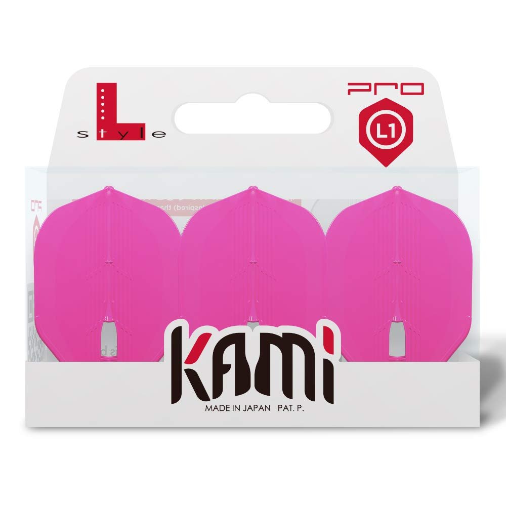 LSTYLE L1 Standard Dart Flights PRO KAMI Neon Pink 1 Set (3 Flights) Pre-Molded