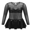 easyforever Girls See-Through Long Sleeve Keyhole Back Ruffle Dance Leotards Jumpsuit Latin Ballet Dancewear Black 12 view 1