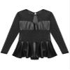 easyforever Girls See-Through Long Sleeve Keyhole Back Ruffle Dance Leotards Jumpsuit Latin Ballet Dancewear Black 12 view 3