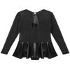 easyforever Girls See-Through Long Sleeve Keyhole Back Ruffle Dance Leotards Jumpsuit Latin Ballet Dancewear Black 12 view 4